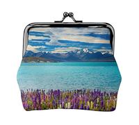 Lake Tekapo South Island Print Small Coin Purse Kiss-Lock Leather Pouch Change Wallet Gifts for Men Women