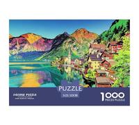 Lake Town Jigsaw Puzzles Puzzle for Adults Kids. 1000 Pieces Vibrant Mountain View Impossible Challenge Toy Educational Games Home Decoration for Educational Games Gifts 52x38cm/1000pcs