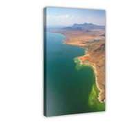 Lake Turkana Kenya Art Print, Emerald Green Water, Volcanic Islands Canvas Poster Bedroom Decor Landscape Office Room Decor Gift 20x30inch(50x75cm)