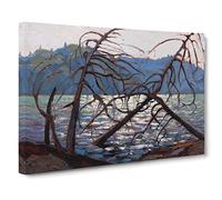Lake View By Tom Thomson Classic Painting Canvas Wall Art Print Ready to Hang, Framed Picture for Living Room Bedroom Home Office Décor, 20x14 Inch (50x35 cm)