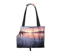 Lake View Sunset Printed pet Shoulder Bag, Suitable for Small Dogs and Cats, Shopping and Travel Dual-Purpose Bag
