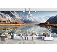 Lake Wallpaper Mountains & Rivers Photo Wallpaper Non-Woven Wall Mural Covering for Bedroom Living Room Hallway TV Background Wall Decor 430cm x 300cm (WxH) Gray -Ab13