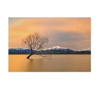 Lake Wanaka Morning Glow 1000 Piece Kids Wooden Jigsaw Puzzle | | Sustainable Puzzle for Adults | Premium 100% Recycled Board | (75×50cm)
