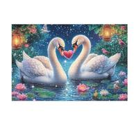 Lake White Swans 1000 Piece Complete Jigsaw Puzzle Set Cute Pets Warm The Heart Teens Beginners Educational Challenge Puzzle Fans Group Play Anniversary Fathers Thick Cardboard 1000 PCS
