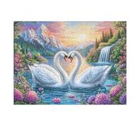 Lake White Swans 500 Piece Complete Jigsaw Puzzle Set Pool Lotus Flora Teens Beginners Educational Challenge Puzzle Fans Group Play Anniversary Creativity & Gift Giving 500 PCS