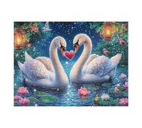 Lake White Swans 500 Pieces Jigsaw Puzzles Cute Pets Warm The Heart For Men Educational Decompression Adults Anxiety Memory Care Mothers Valentines Gift Durable Cardboard 500 PCS