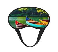 Lake with Boats Canoes Park Print Fashion Sleep Eye Mask for Men Women, 100% Blackout Eye Mask, Soft Covering Strong Light, Suitable for Travel/Yoga/Nap