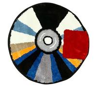 LAKEA 35.4"x35.4" CD Record Shaped Cool Gamer Rug, Retro CD Music Irregular Tufted Rug, Soft Non-Slip Round Accent Floor Mat for Man Cave, Bedroom & Gaming Room Y2K Decor