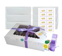 Lakehurst 12 Hole Sturdy White Cupcake Boxes with Window | Easy Pop-Up Bakery Boxes with Inserts | Complete Gift Set with Satin Ribbon, Stickers & Tags | Food-Grade Kraft Paper for Cakes & Bakes