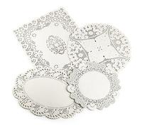 lakeland 80 Assorted Cream Paper Doilies - 4 Designs Circular Oval & Rectangular