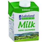 Lakeland Dairies Semi-Skimmed Milk | 24 Pack of 500ml | Long Life | Delicious & High in Protein