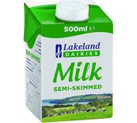 Lakeland Dairies Semi-Skimmed Milk - 500ml (Pack of 24) | Fresh UHT Long Life Milk | Source of Calcium & Protein | Ideal for Tea, Coffee & Cooking