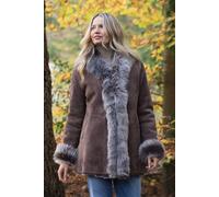 Lakeland Leather Bleaberry' Toscana Shearling Mid Length Coat In Taupe Taupe 10
