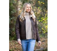 Lakeland Leather 'clough' Shearling Aviator Jacket In Chocolate Chocolate 14