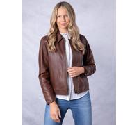 Lakeland Leather 'crosthwaite' Collared Leather Jacket In Chocolate Chocolate 16