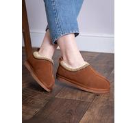 Lakeland Leather Ladies' Sheepskin Embroidered Clog Slippers In Tan Tan
