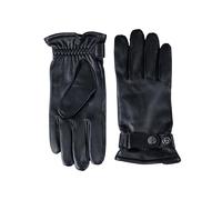 Lakeland Leather Martin Men’s Leather Gloves - Real Leather, Fleece-Lined, Adjustable Strap - Classic Winter Gloves (Black, L)