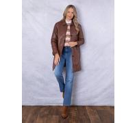Lakeland Leather 'marton' Longline Button Down Leather Coat In Brown Brown