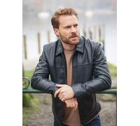 Lakeland Leather Men's 'Renwick' Collared Leather Jacket in Navy | Size: 42 Lakeland Leather Navy 42