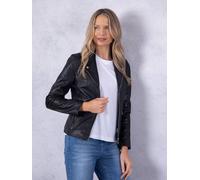 Lakeland Leather 'newland' Centre Zip Leather Biker Jacket In Black Black