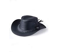 Lakeland Leather Outback Cowboy Hat in Water Resistant Leather - Men/Women/Unisex, in Black (Small)