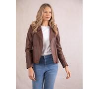 Lakeland Leather 'tarn' Leather Biker Jacket In Chocolate Chocolate 18