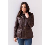 Lakeland Leather 'temple' Belted Leather Coat In Brown Brown 14