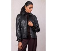 Lakeland Leather Women's 'Fairnam' Collared Leather Jacket in Black | Size: 20
