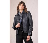 Lakeland Leather Women's 'Fairnam' Collared Leather Jacket in Navy | Size: 10