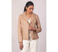 Lakeland Leather Women's 'Knotts' Leather Biker Jacket in Camel | Size: 20