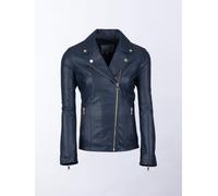 Lakeland Leather Women's 'Knotts' Leather Biker Jacket in Navy | Size: 22 Lakeland Leather Navy 22