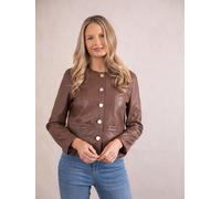Lakeland Leather Women's 'Lindal' Button Down Leather Jacket in Tan | Size: 16 Lakeland Leather Tan 16