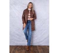 Lakeland Leather Women's 'Marton' Longline Button Down Leather Coat in Brown | Size: 14 Lakeland Leather Brown 14