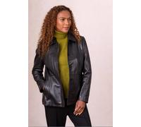Lakeland Leather Women's 'Mawbray' Collared Leather Jacket in Black | Size: 16 Lakeland Leather Black 16