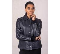 Lakeland Leather Women's 'Newby' Collared Leather Jacket in Navy | Size: 12 Lakeland Leather Navy 12
