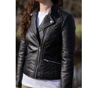 Lakeland Leather Women's Penny' Leather Biker Jacket in Black | Size: 14 Lakeland Leather Black 14
