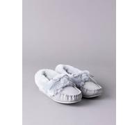Lakeland Leather Women's Sheepskin Moccasins Flat in Light Grey | Size: 5