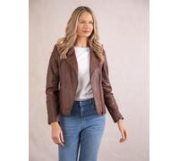 Lakeland Leather Women's 'Tarn' Leather Biker Jacket in Chocolate | Size: 14 Lakeland Leather Chocolate 14