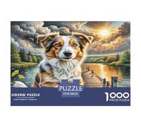 Lakeland Terrier 1000 Pieces for Adults & Kids: Collie Rests by Lake Bridge Educational Games Home Decor Puzzle for Family 38x26cm/1000pcs