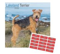 Lakeland Terrier Calendar 2026 | Square Dog Breed Wall Calendar | Sept 2025 to Dec 2026 | With FREE Organisational Stickers