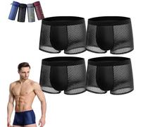 LAKEMON Bamboo Fiber Boxer Briefs, Box Hero Bamboo Boxers, 4PCS Bamboo Fibre Boxer Shorts - For All-Day Comfort (Black,3XL (75-85KG))