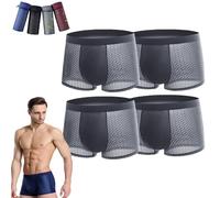 LAKEMON Bamboo Fiber Boxer Briefs, Box Hero Bamboo Boxers, 4PCS Bamboo Fibre Boxer Shorts - For All-Day Comfort (Grey,4XL (85-100KG))