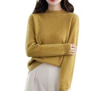 LAKEMON Cashmere Sweaters for Women,Soft Cozy Pullover,Cashmere Long Sleeve Crewneck Fall Winter Sweaters (Yellow,XX-Large)