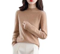 LAKEMON Cashmere Sweaters for Women,Soft Cozy Pullover,Cashmere Long Sleeve Crewneck Fall Winter Sweaters (Caramel,Medium)