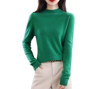 LAKEMON Cashmere Sweaters for Women,Soft Cozy Pullover,Cashmere Long Sleeve Crewneck Fall Winter Sweaters (Green,Large)