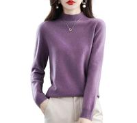 LAKEMON Cashmere Sweaters for Women,Soft Cozy Pullover,Cashmere Long Sleeve Crewneck Fall Winter Sweaters (Deep purple,Medium)