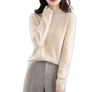 LAKEMON Cashmere Sweaters for Women,Soft Cozy Pullover,Cashmere Long Sleeve Crewneck Fall Winter Sweaters (Beige,XX-Large)