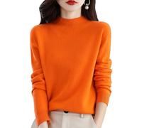 LAKEMON Cashmere Sweaters for Women,Soft Cozy Pullover,Cashmere Long Sleeve Crewneck Fall Winter Sweaters (Orange,XX-Large)