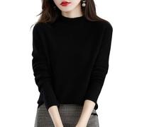 LAKEMON Cashmere Sweaters for Women,Soft Cozy Pullover,Cashmere Long Sleeve Crewneck Fall Winter Sweaters (Black,Medium)
