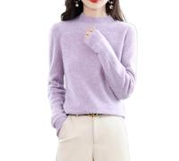 LAKEMON Cashmere Sweaters for Women,Soft Cozy Pullover,Cashmere Long Sleeve Crewneck Fall Winter Sweaters (Purple,XX-Large)